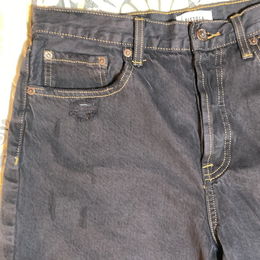 Pistola Black Raw Hem Button Fly Shorts Size 30 High Rise - Picture 4 of 14